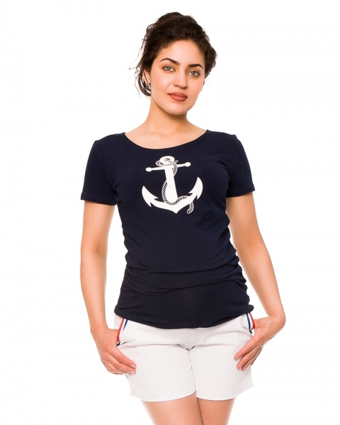 Be MaaMaa Těhotenské kraťasy Jeans Tommy - bílé s proužkem, vel. XL
