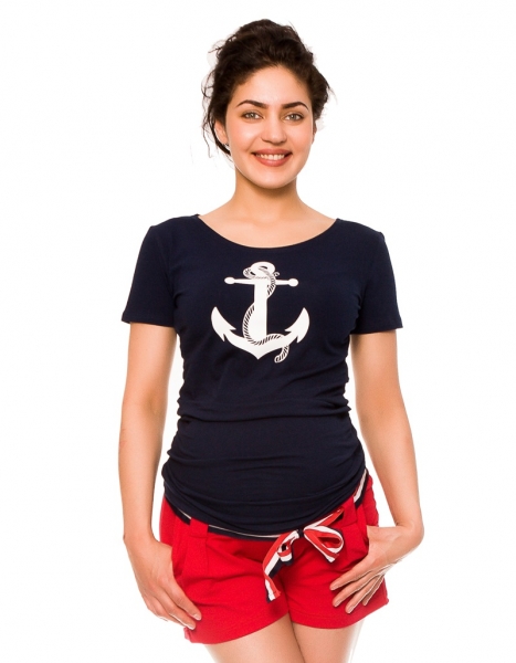 Be MaaMaa Těhotenské teplákové kraťasy Monika - červené, vel. XL, Velikost: XL (42)
