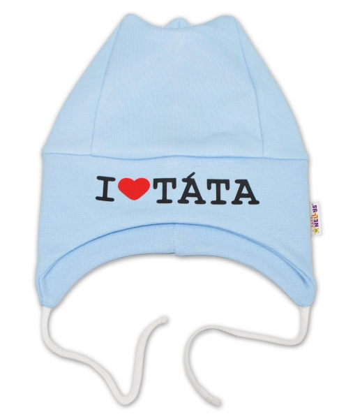 Čepička Kolekce I love Táta na šnurku - modrá, 0-3m