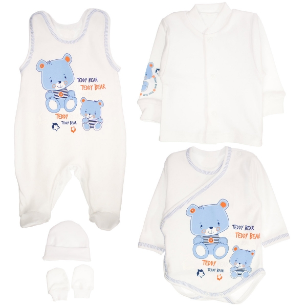 MBaby Soupravička do porodnice 5D vel. 62 - medvídci Teddy - bílá