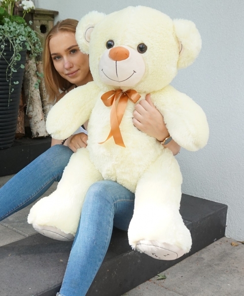 Baby Nellys Plyšový medvěd 120cm - citronek