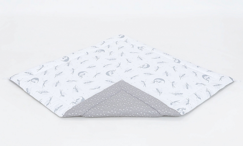 Podložka do stanu pro děti teepee, týpí - mini hvězdičky bílé na šedém/víly šedé