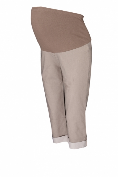 Be MaaMaa Těhotenské 3/4 kalhoty s elastickým pásem - béžové, vel. XL