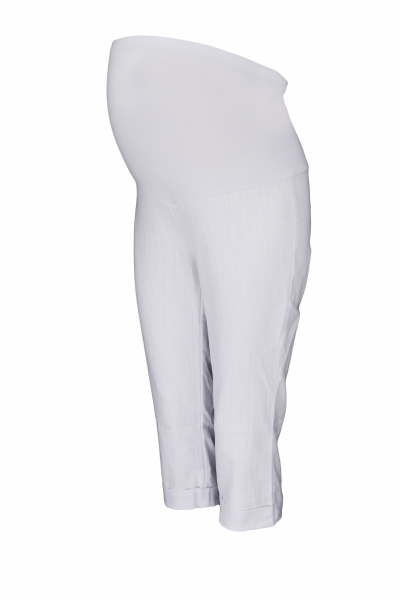 Be MaaMaa Těhotenské 3/4 kalhoty s elastickým pásem - bílé