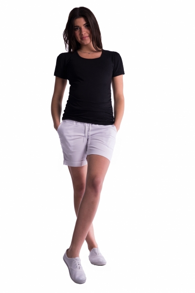 Be MaaMaa Těhotenské kraťasy s elastickým pásem - bílé, vel. XL, Velikost: XL (42)