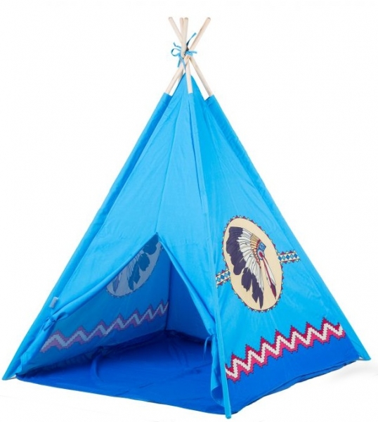 Eco toys Dětský indiánský stan - modrý indián