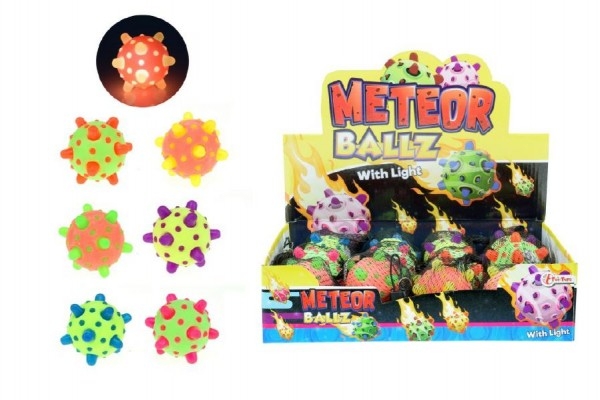 Míček meteor svítící 12cm plast asst mix barev síťce 12ks boxu