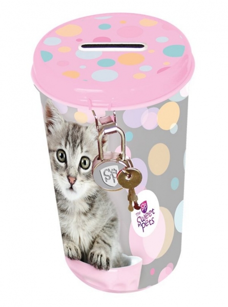 Fotografie Pokladnička plechová velká The Sweet Pets Kočka