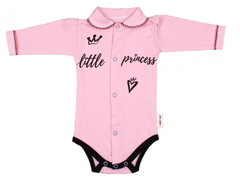 Baby Nellys Body dlouhý rukáv s límečkem, růžové Little Princess