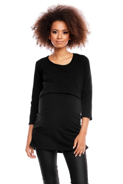 Be MaaMaa Těhotenská/kojící tunika 3/4 rukáv - černá, vel. L/XL