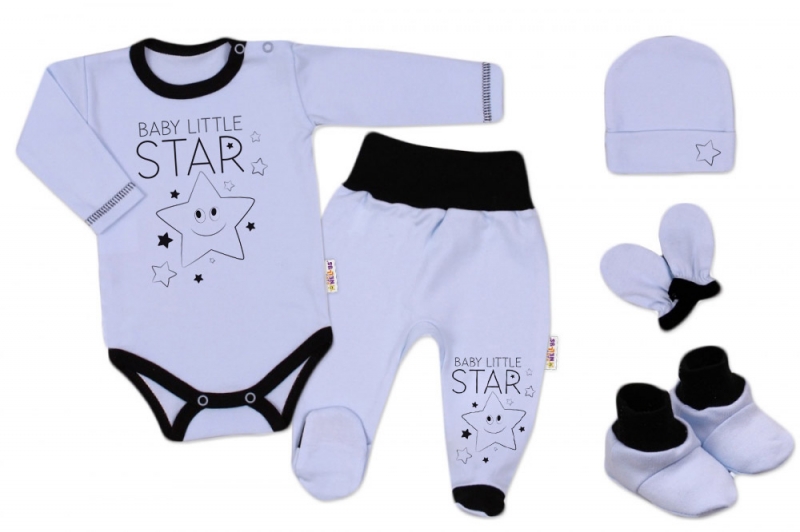 Baby Nellys 5-ti dílná soupravička do porodnice Baby Little Star - modrá