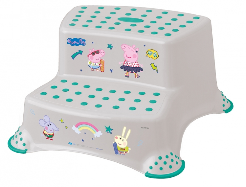 Keeeper Stolička - schůdky s protiskluzovou funkcí - Prasátko Peppa - šedá