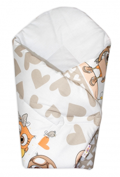 Baby Nellys Novorozenecká zavinovačka Cute Owls - béžová