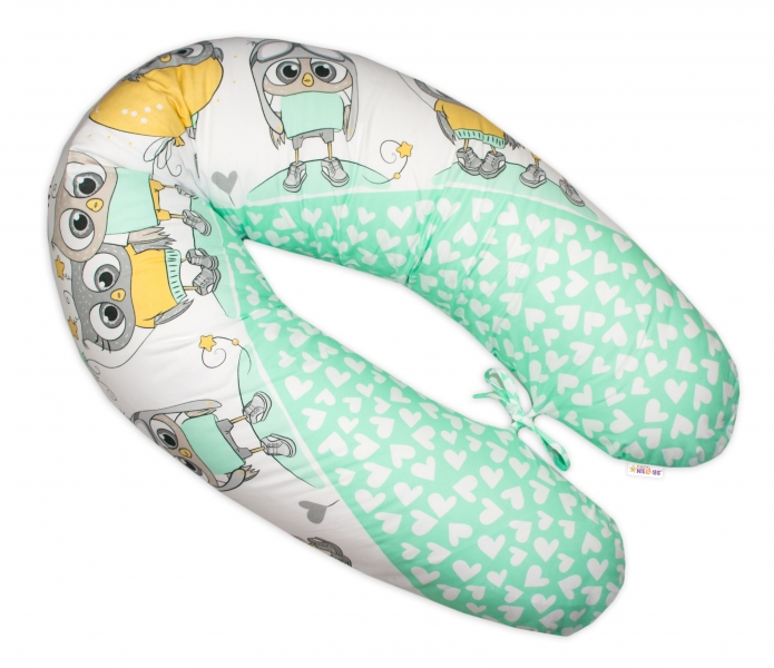 Baby Nellys Kojící polštář - relaxační poduška Multi Cute Owls - zelený