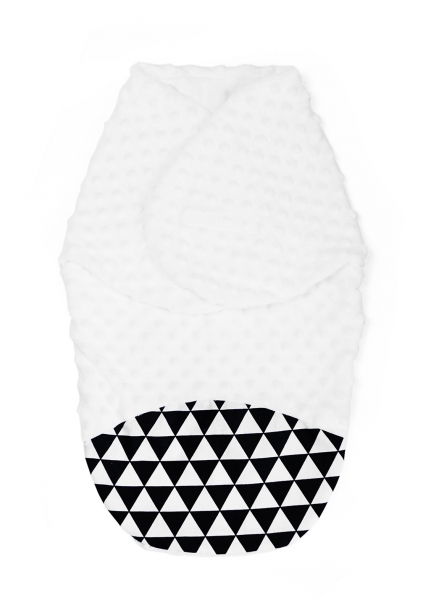 Baby Nellys Zavinovačka, spacáček s minky, 0-6m - Trojúhelníčky, minky bílá