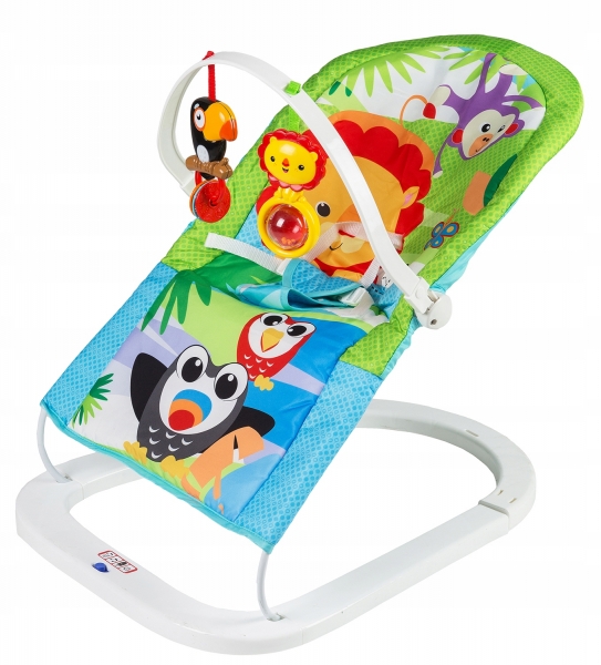 Eco toys Kojenecké lehátko s vibrací a hudbou 3v1 - Animals zelené,modré