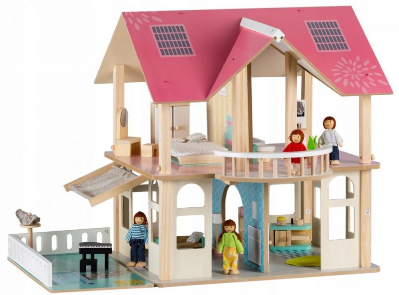Dřevěný domek pro panenky s balkónem - Rezidence Modern