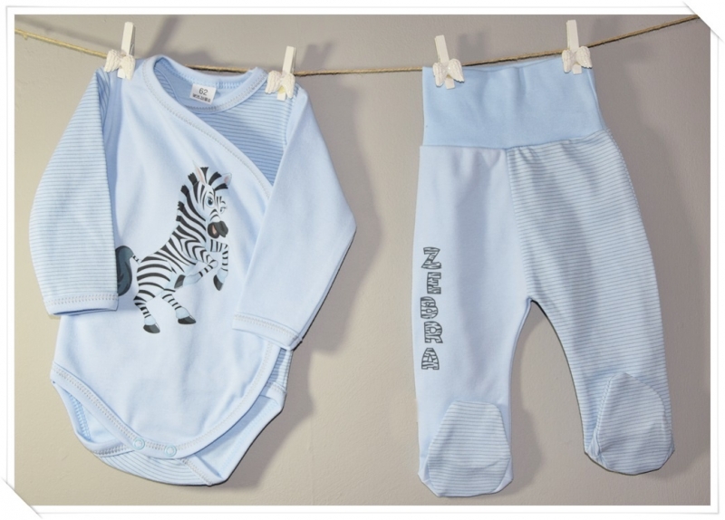2-dílná kojenecká sada Baby Nellys ® Zebra, vel. 62 - modrá proužky