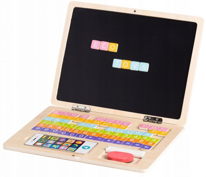 Eco toys Dřevěný notebook s magnetickým monitorem